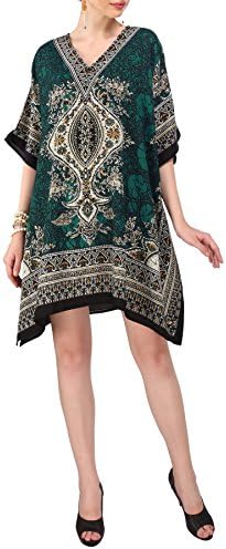 Kaftan Tunic – Fit to - US Size 20-24 – Beach Cover Up, Maxi Dress, Sleepwear – Stylish and Glamorous Kimono Design London Green