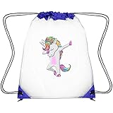 Zhdashaiff Drawstring Clear Bags Funny Unicorn Dab