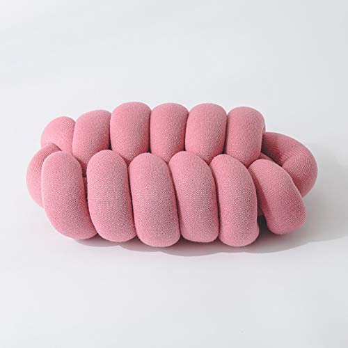 PinShang Soft Solid Color Knotted Throw Pillow with Filler for Sofa Office Rest Leather Pink Large