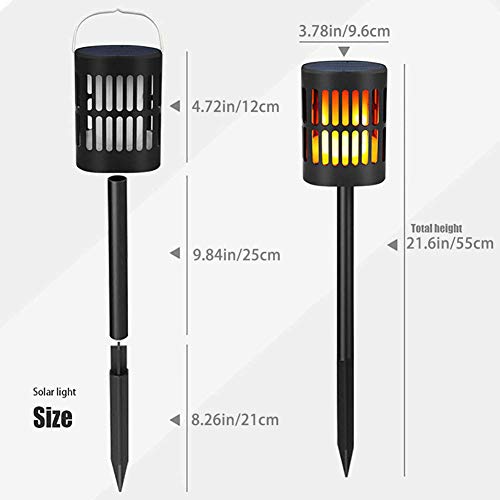 Bebrant Solar Flame Lanterns Flickering Flames Solar Torch Lights Outdoor Hanging Lanterns Solar Powered and USB Charging Solar Lantern Waterproof Decoration Lighting Dusk to Dawn Auto On/Off (4 Pack) - Thumbnail 5