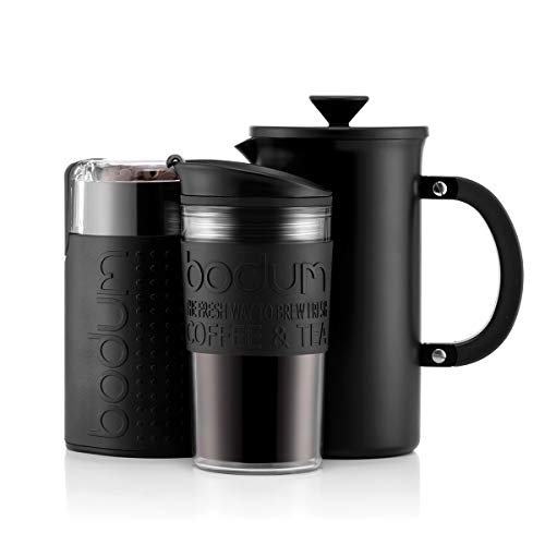 BODUM-KAFFEESET – Cafetière-Kaffeebereiter (1 Liter/8 Tassen) aus Edelstahl, doppelwandiger Reisebecher und elektrische…