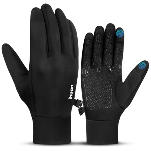 ihuan Winter Warm Running Gloves Women Men, Super Sensitive Touch Screen Fingers for Cold Weather, Thin Lightweight Liner Gloves for Ski, Snow, Hiking, Driving, Camping, Cycling Gift for Women Men