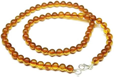 Earth Gems Park Super Fine Quality Gems Jewelry Natural Baltic Poland Amber Smooth Round Ball Gemstone Craft Loose Beads Strand Necklace 18" 6.5mm Code:- BF-26579