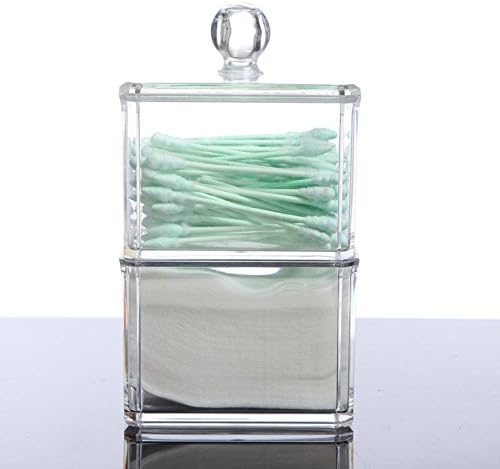 Xuzog Clear Acrylic Cotton Swabs Holder & Swab Storage Case, Cosmetic Organizer For Cotton Swabs