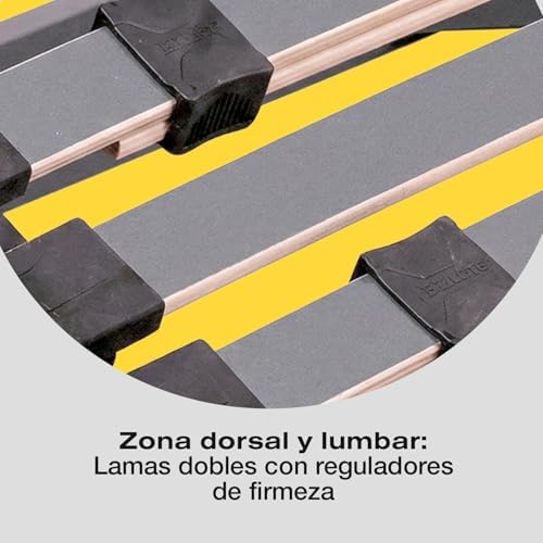 - Cama articulada eléctrica | Somier articulado de 5 Planos | Reguladores de firmeza y Refuerzo en Lumbar y Dorsal (105x190 cm)