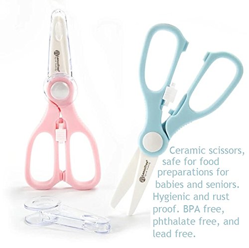 Premium Baby Ceramic Scissors Shears Office Utility Kitchen Cooking Scissors Never Rust With Cover (blue)