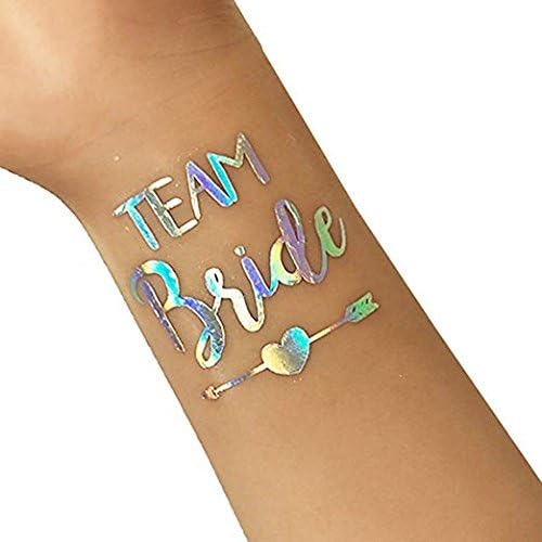 Bride & Team Bride Temporary Tattoos, Bachelorette Party Supplies for for bachelorette parties, bridal showers, Metallic Rainbow Silver (T18RS, T19RS) - Image 3