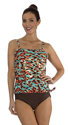 Mazu Swim Women's Blouson Tankini Swimsuit Set with Mid Waist Tummy Control Brief Mazu Swim Women's Blouson Tankini Swimsuit Set with Mid Waist Tummy Control Brief