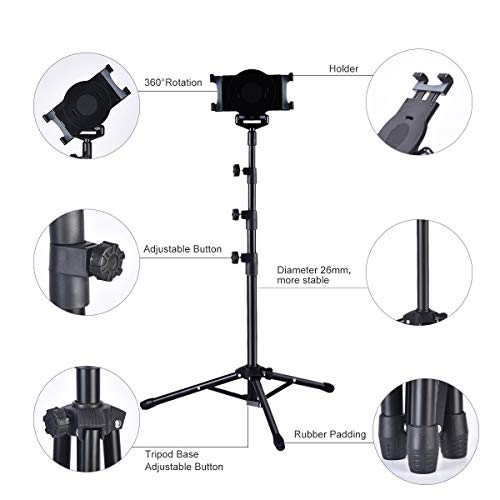 Ipad Tripod Mount Floor Stand, Weiyudang Height Adjustable 20 to 60