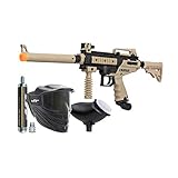 Tippmann Cronus Combat Powerpack .68Cal Paintball Kit Includes Raptor Goggle, 90G Co2 Tank, 200Rd Loader, Tan