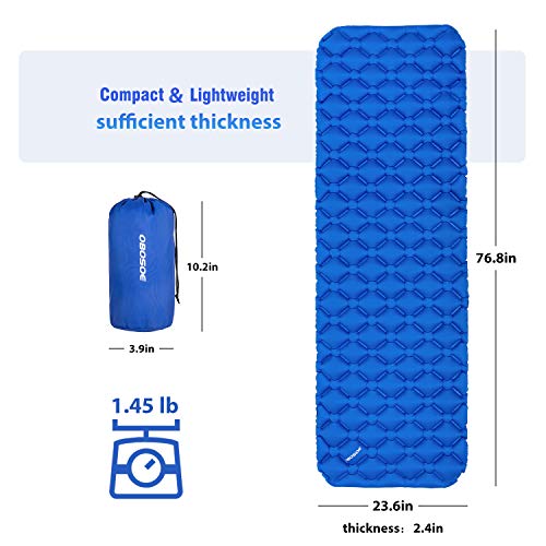 OBOSOE Lightweight Air Sleeping Pad, Inflatable Superior Insulation Sleeping Mat Suitable for 4 Season Camping, Backpacking, Hiking, Sleeping Bag, Hammock - Thumbnail 3