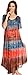 Sakkas 17506 - Sula Long Laced Cotton Tie-Dye Wide Neck Embroidered Boho Sundress Cover Up - Grey/Coral - OS