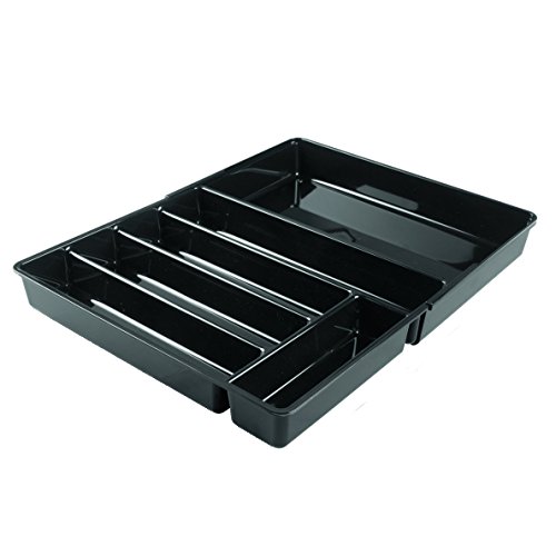 InterDesign Linus Expandable Kitchen Drawer Flatware Cutlery or Gadgets Organizer - Black
