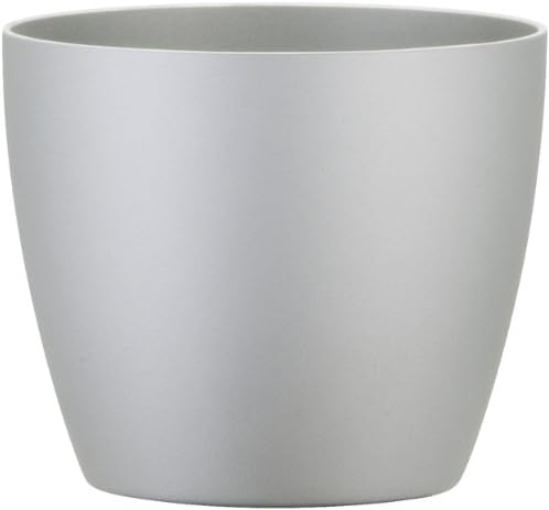 Borna European Tapered Cylinder Planter, 11.2" diameter x 9.5" height, Silver Finish