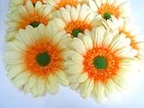 (12) BIG Silk Yellow Gerbera Daisy Flower Heads , Gerber Daisies - 3.5