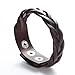 Godyce Brown Genuine Leather Bracelet Braided Wide Cuff Women Men Punk - Button Adjust