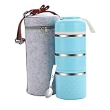 Maiyuansu Bento Lunch Box Stainless Steel Leakproof Food Storage Containers with Insulated Lunch Bag for Adult and Office (Blue)