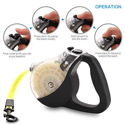 WEILIGU Retractable Dog Leash，Reflective Safety and Strong Anti-Fracture 12ft TPU Scratch Resistant Plastic Wrapped Braided Rope，One-Handed Brake, Pause, Lock - Thumbnail 2