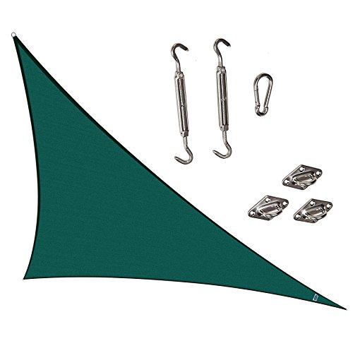 Cool Area Right Triangle 16'5'' X 16'5'' X 22'11'' Sun Shade Sail with Stainless Steel Hardware Kit, UV Block Fabric Patio Patio Shade Sail in Color Green
