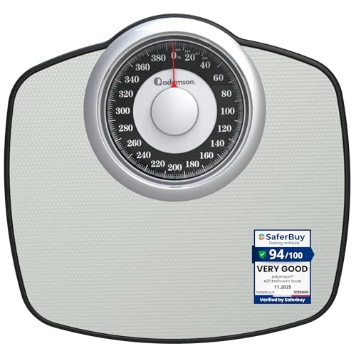 Photo 1 of Adamson A25 Scales for Body Weight - Up to 400 LB - 5.3" Dial on 12.4" x 10.2" Platform - Anti-Skid Rubber Surface - High Precision Bathroom Scale Analog - Durable with 20-Year Assurance - Grey