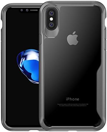 iPhone 8 plus Case, iPhone 7 plus Case, Clear Scratch Resistant Transparent Back Cover with TPU Rubber Shock Bumper for Air Space Shockproof (gray, iphone x)