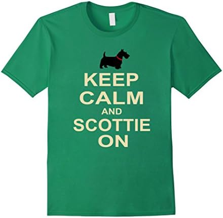 Mens Keep Calm and Scottie On T-Shirt Best Funny Gift Dog Lovers 2XL Kelly Green