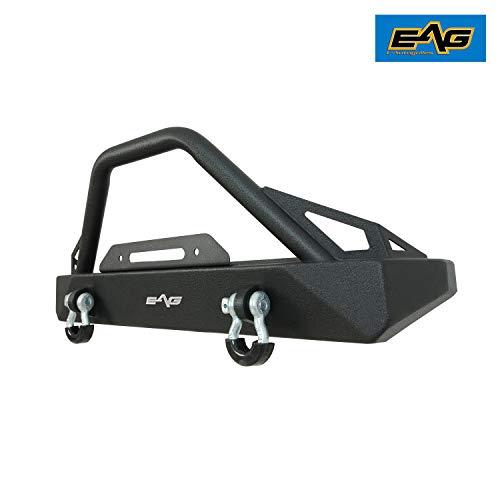 EAG Stubby Front Bumper with Winch Plate and DRings Black Textured Fit