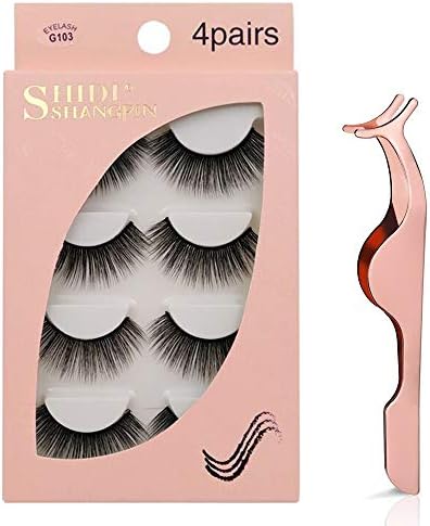 3D Mink Eyelashes, 3D Mink False Eyelash, 3D Fake Eyelashes With Eyelashes Clip，3D Handmade False Eyelashes Set for Natural Look with False Lashes (G103)