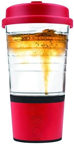 SoloTea French Design Smart Tea Brewer System with Premium 12 OZ Travel Mug 100% BPA Free (Red)