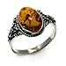 Amber and Sterling Silver Classic Oval Ring