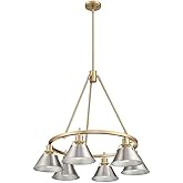 Golden Lighting 3306-6 BCB-PW Orwell - 6 Light Chandelier-20.38 Inches Tall and 29 Inches Wide, Finish Color: Brushed Champag