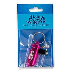 Catholic Holy Water Bottle, Pink Keychain Container