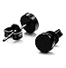 FIBO STEEL 3 Pairs Stainless Steel Black Stud Earrings for Men Women Hypoallergenic Mens Earrings Stud Set, Black Square Round Diamond CZ Stud Earrings Pierced 7mm