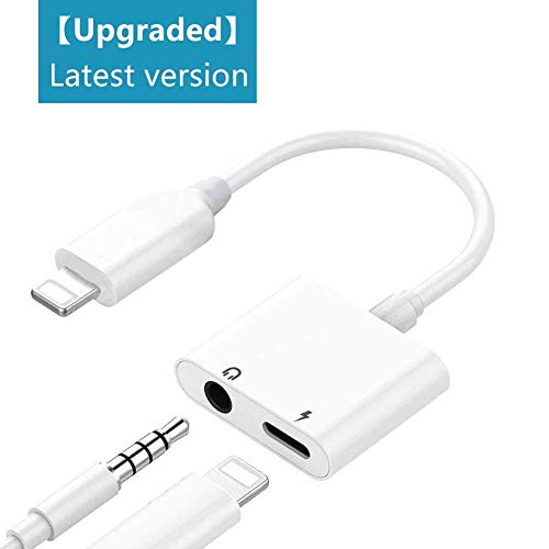 Headphone Adapter Jack for iPhone Cable Aux Cord Car Charger to [Music+Charge] Compatible Adaptor with iPhone 8/8Plus 7/7Plus Dongle 2 in 1 Dual Converter Earphone Support for iOS 11 or Higher