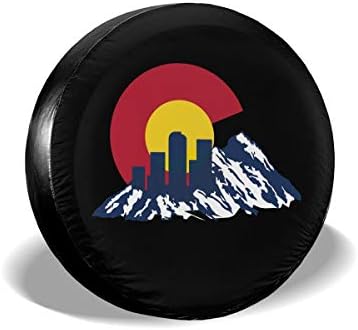 MXPINK Flag of Colorado Rocky and Skyline Spare Tire Cover, Universal Fit for Jeep,Trailer, RV, SUV, Truck and Many Vehicle, Diameter 14" - 17", Weatherproof Tire Protectors