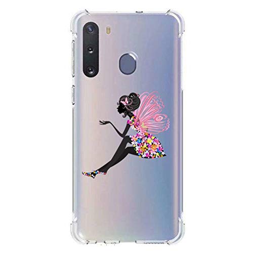 Cokitec Transparent Case for Samsung Galaxy A21 with Magic Fee Flower Design