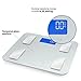 Smart Weigh Digital Bathroom Scale for Body Weight, BMI, Bone Mass, Visceral Fat, Muscle Mass and Calorie Management - Tempered Glass Platform w/Large Digital Backlit LCD- FDA Approved-440lbs -Silver