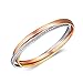 MYJS Trinity 3 Gold Plated Interlocking Bangle Bracelet with Clear Swarovski Crystals