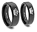 King and Queen Ring Set In BlackTitanium - His and Hers Couples Set y Southern Designs