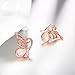 18k Rose Gold Plated Opal Butterfly Stud Earrings for Women Teen Girls Jewelry