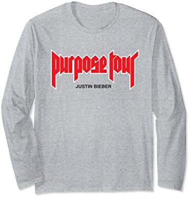 Unisex Justin Bieber Purpose Tour Merch Long Sleeve T-Shirt 2XL Heather Grey