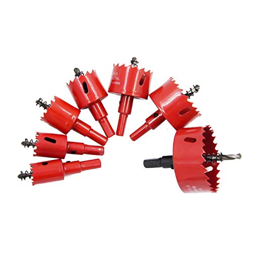 Laiwei Bi-Metal Hole Saw Kit, 7 Pcs 7/8" to 2-1/2" General Purpose Hole Saw Drill Bits, HSS Hole Cutter with Arbor for Wood, Plastic, Drywall, Soft Metal - Thumbnail 5