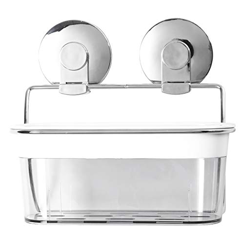 TAILI Shower Caddy Suction Cup NO-Drilling Removable Shower Basket Powerful Heavy Duty Max Hold 22lbs Caddy Suction Cup Waterproof Caddy Organizer for Bathroom & Kitchen - Chrome S