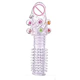 Alixyz Best Male Sex Toy Cover Sleeve Ring Delay Impotence Extension Condom Cover (B, Clear)