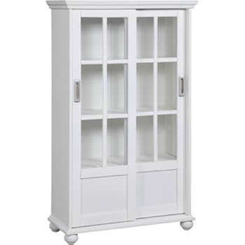 Altra Bookcase with Sliding Glass Doors, White