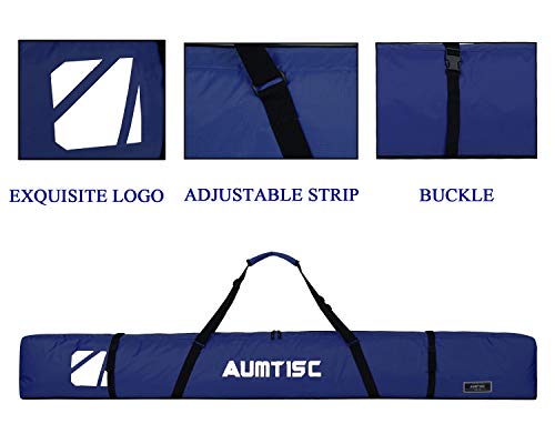 image for AUMTISC Single Ski Bag Travel Padded to Transport Skis Gear Pocket wit