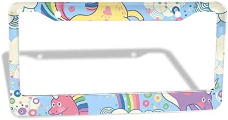 在庫処分大特価 普通車 100 品質保証 耐久性 防水性 耐紫外線 普通車 ナンバーホルダ 面白い カバー ライセンスフレーム 正規品送料無料 産業 研究開発用品 アルミナンバーフレーム 虹 新作製品 世界最高品質人気 アクセサリー 2個セット ユニコーン ナンバー