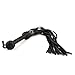 Plaisir Genuine Leather Flogger - Heavy Wooden Handle with Black Braided Leather (Black)