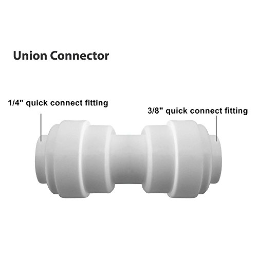 PureSec 2019 TOC1438 mini white plastic quick fitting straight union push connector for tubing OD 1/4" and 3/8" used for RO system refrigerator ice maker coffee machine (Pack of 10)
