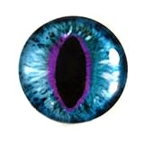 30mm Blue and Purple Cat or Dragon Fantasy Glass Eye Single Cabochon Taxidermy Pendant Doll Making Art Sculpture or Jewelry Crafting Supply